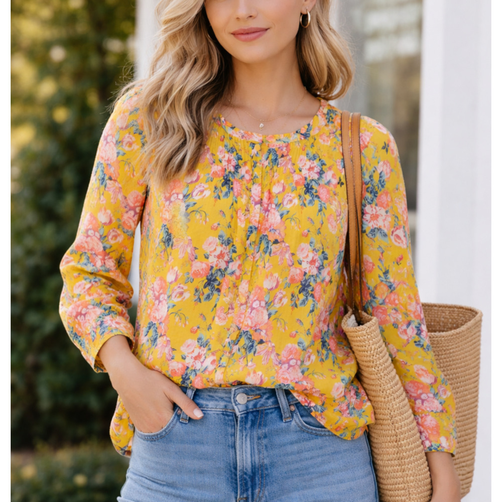 J. Crew Liberty Art Fabric Popover Top Size 2 Magical Bouquet Floral Spring Boho